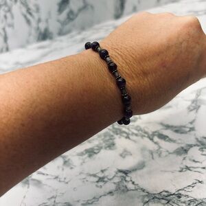 Elegant Black Beaded Bracelet Toggle Closure